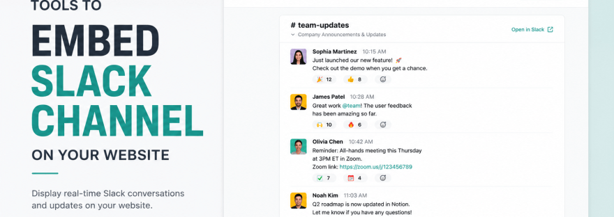 tools to embed slack channel on website